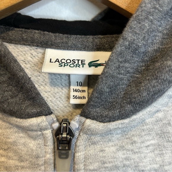 Lacoste boys' two-tone zip-up fleece hoodie in grey logo - Picture 4 of 6